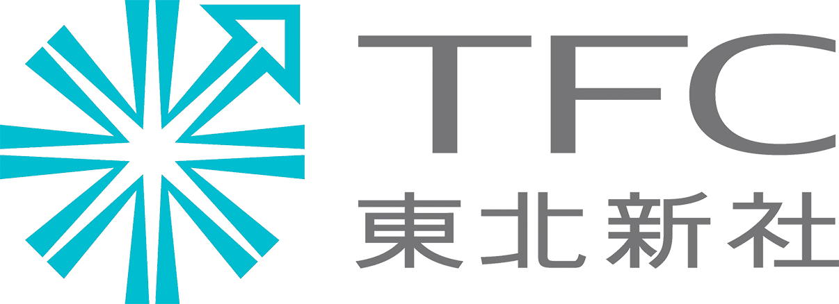 東北新社のロゴ。矢印は秋田を指している